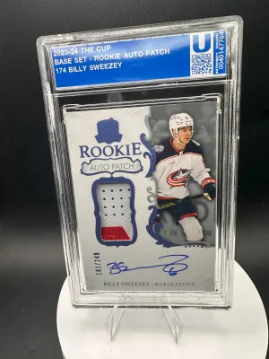 2023-24 Billy Sweezey The Cup /249 Rookie Patch Auto RC UD #174 Columbus RC